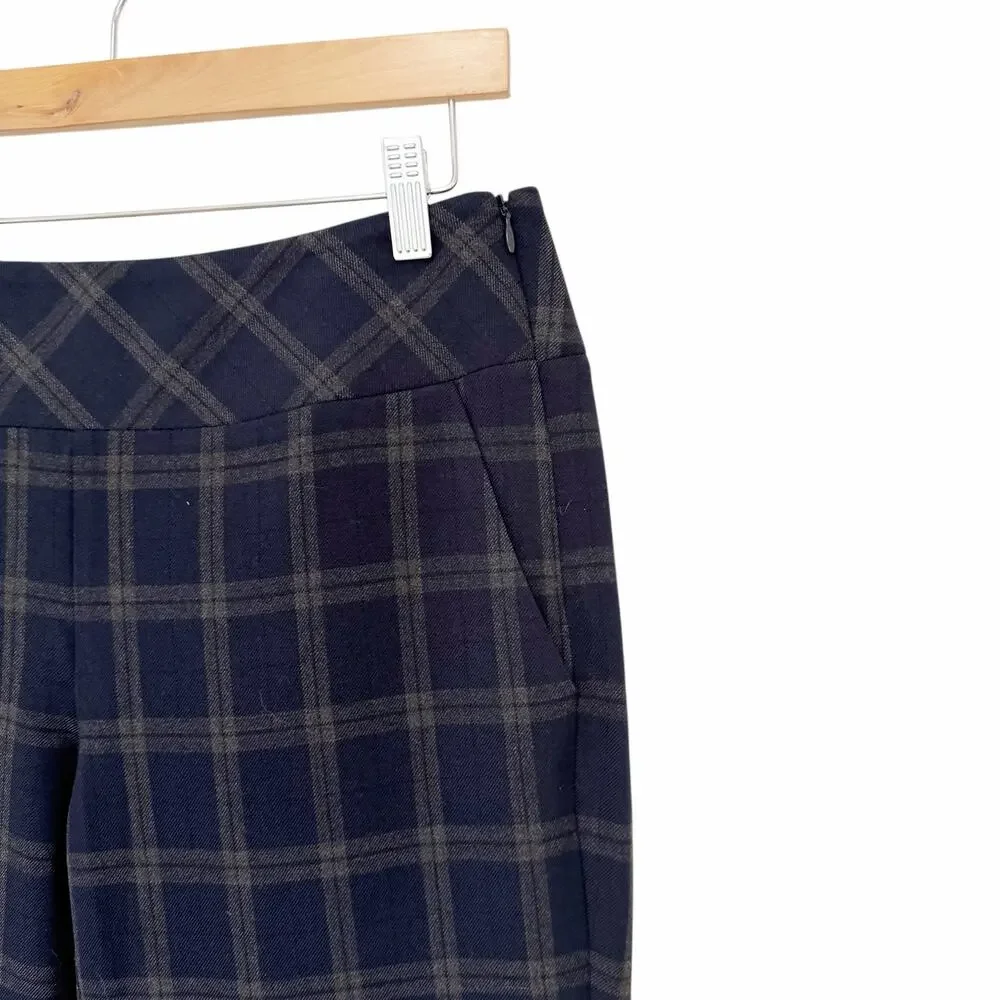Cabi Navy Plaid Connery Trousers Sz 6